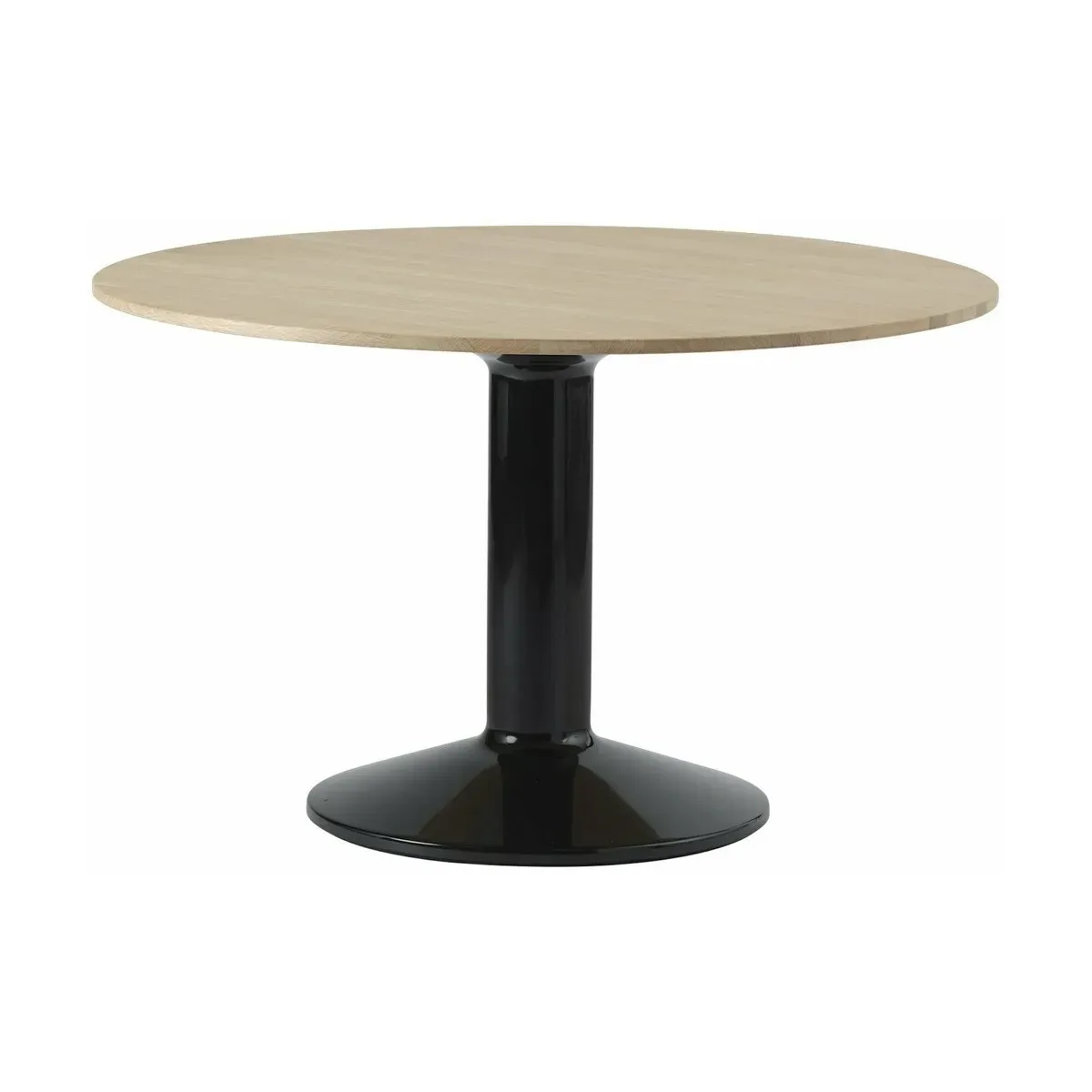 Table à manger ronde en chêne massif huilé et piètement noir 120 cm Midst - Muuto