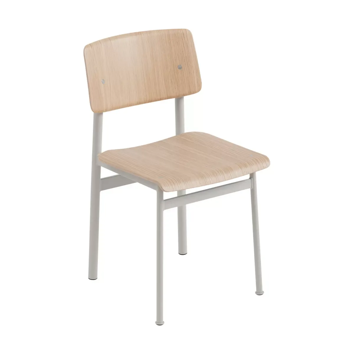 Chaise sans accoudoirs grise et bois naturel Loft - Muuto