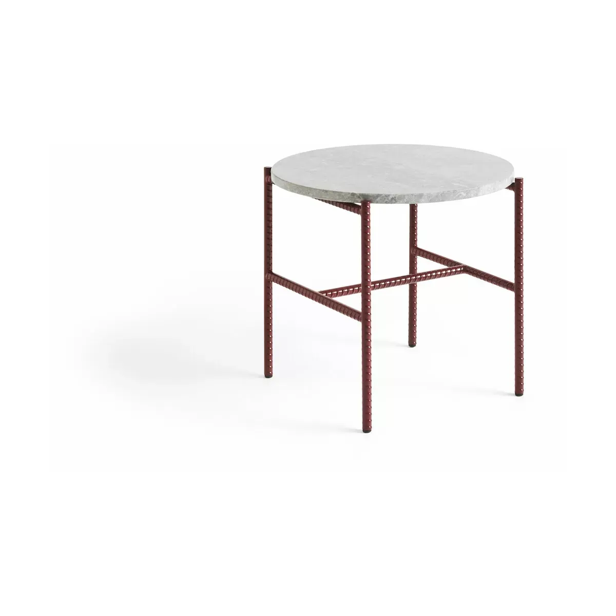 Table d'appoint ronde en marbre et piètement en acier rouge 40 cm Rebar - Hay