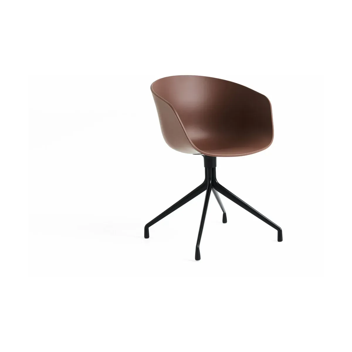 Chaise avec accoudoirs en plastique recyclé brique et pieds en acier noir AAC 20 2.0