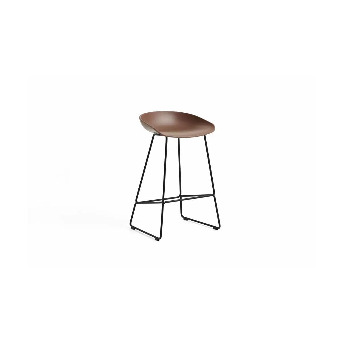 Tabouret de bar en plastique recyclé brique et pieds en acier noir 65 cm AAS 38 2.0 -