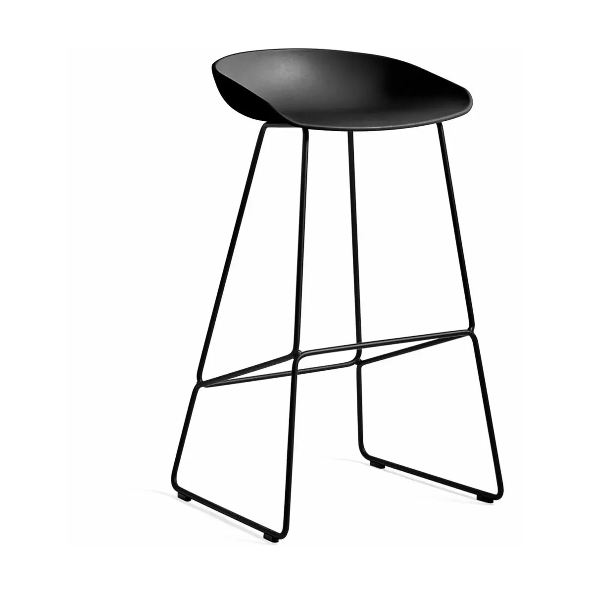 Tabouret de bar en plastique recyclé noir et pieds en acier noir 75 cm AAS 38 2.0 - H