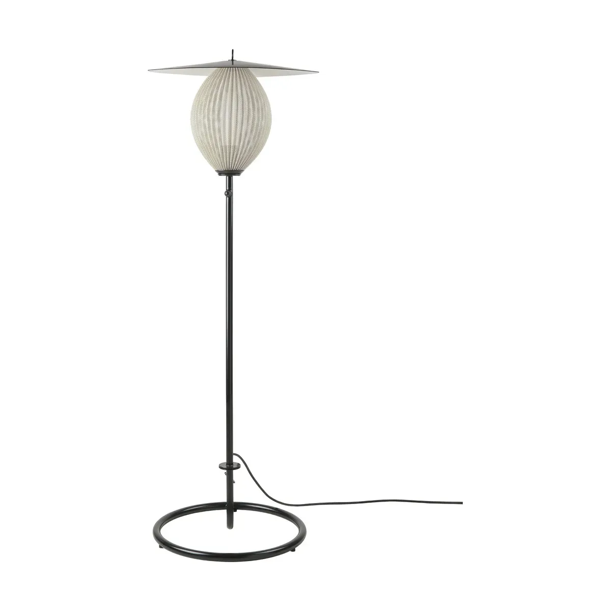 Lampadaire de jardin blanc crème et métal noir 128 cm Satellite - Gubi