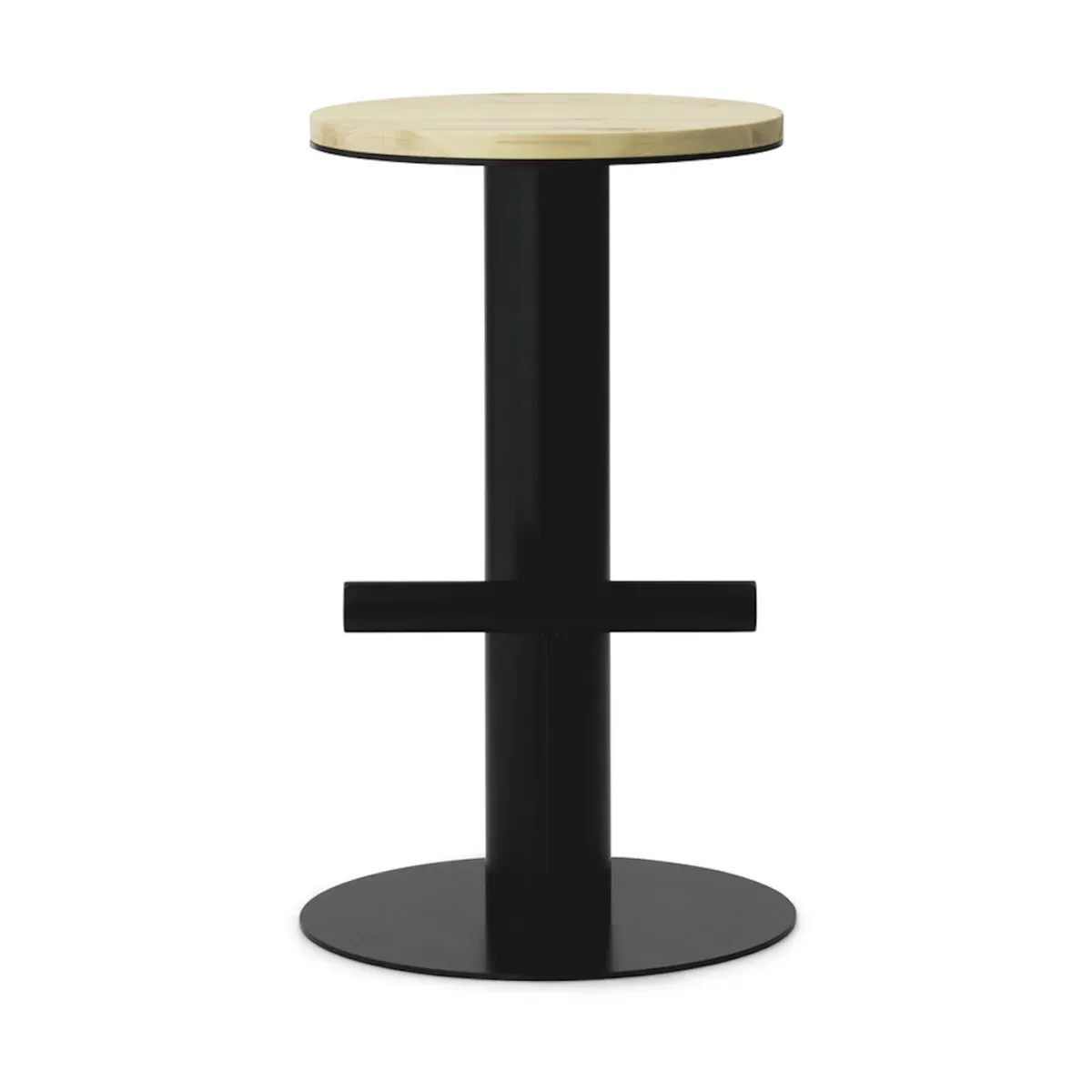 Tabouret de bar en bois de pin et acier noir 65 x 40 cm Pole - Normann Copenhagen