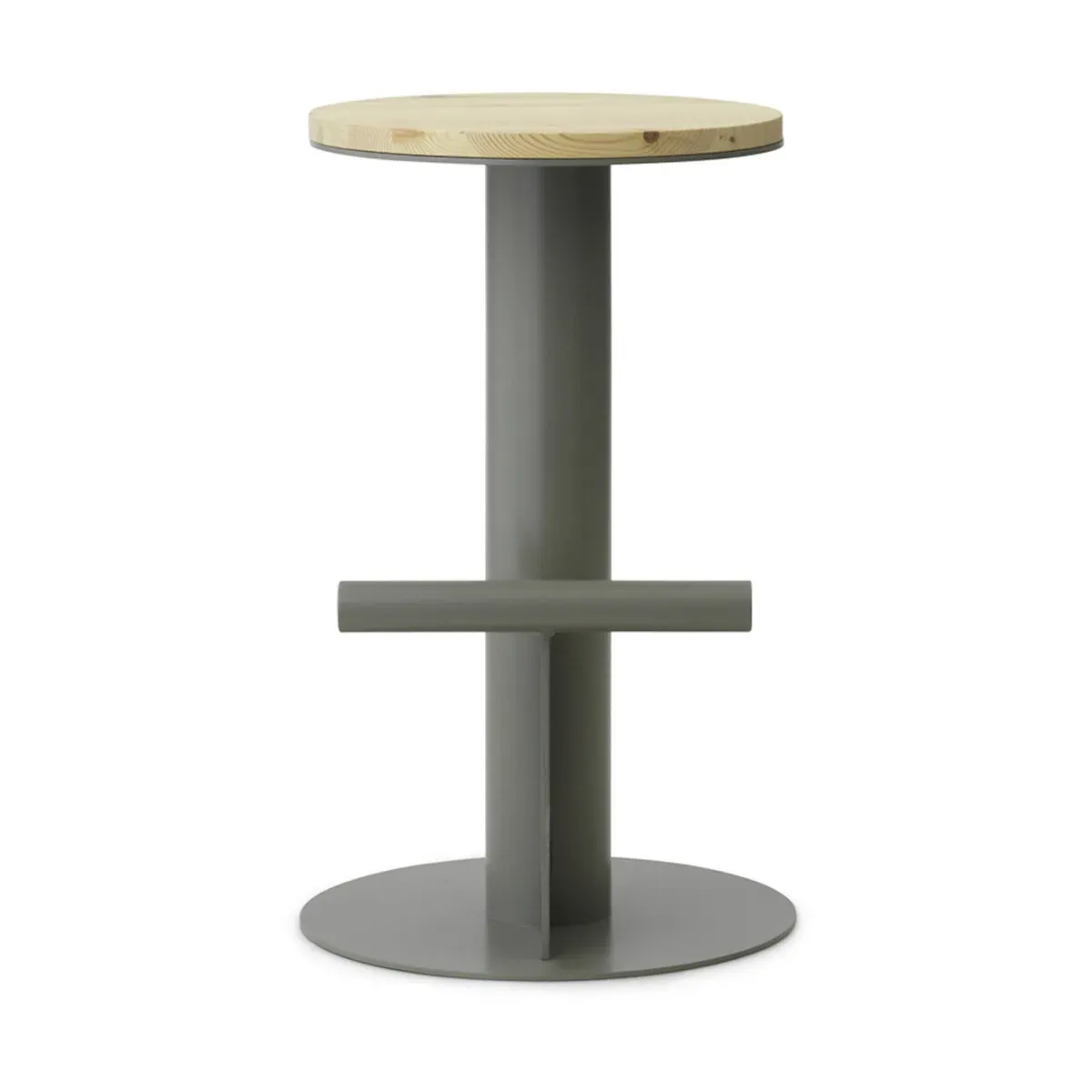 Tabouret de bar en bois de pin et acier gris 65 x 40 cm Pole - Normann Copenhagen