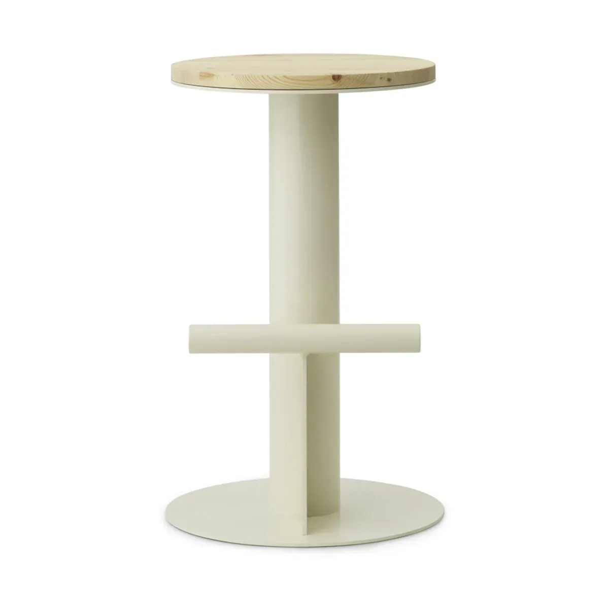 Tabouret de bar en bois de pin et acier beige 65 x 40 cm Pole - Normann Copenhagen