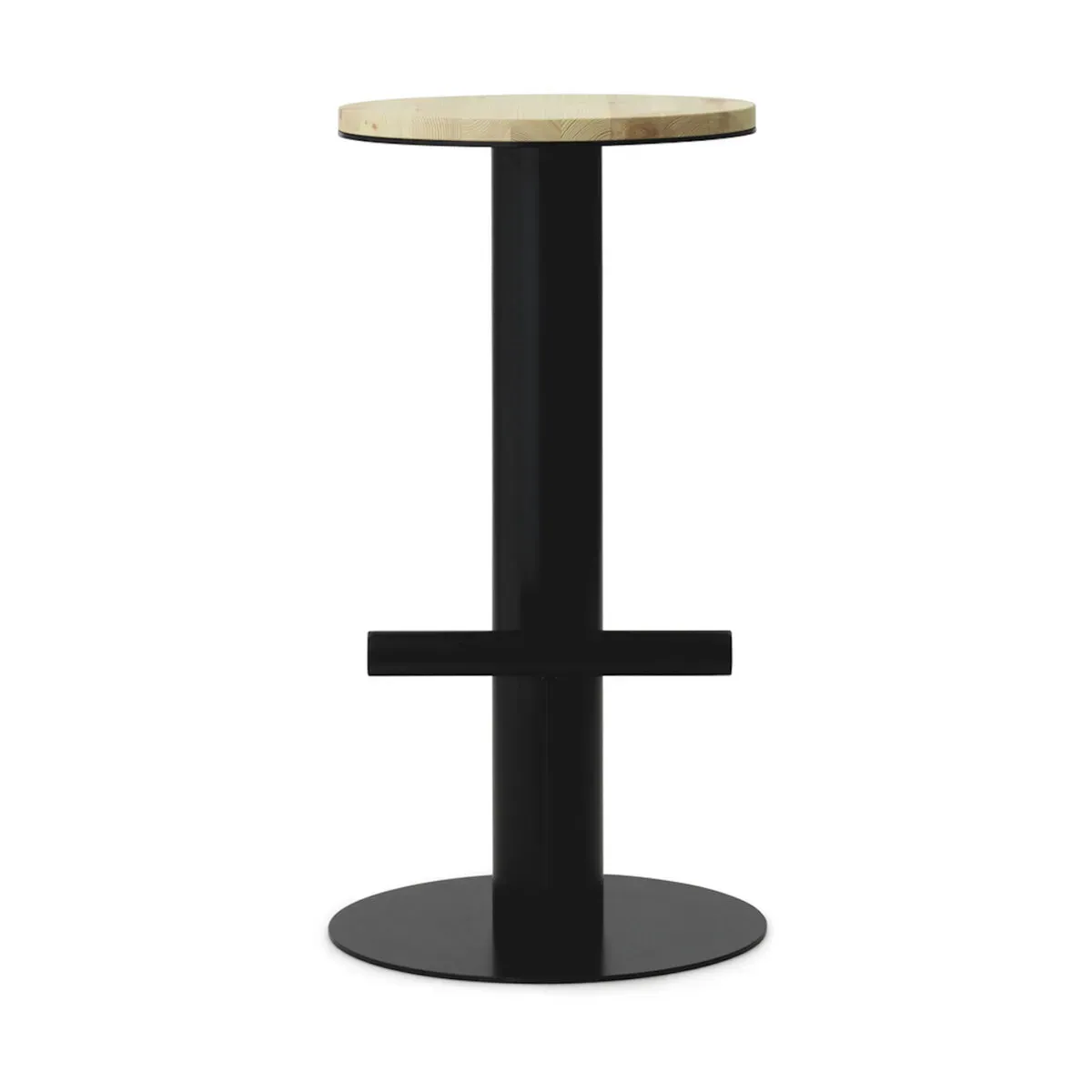 Tabouret de bar en bois de pin et acier noir 75 x 40 cm Pole - Normann Copenhagen