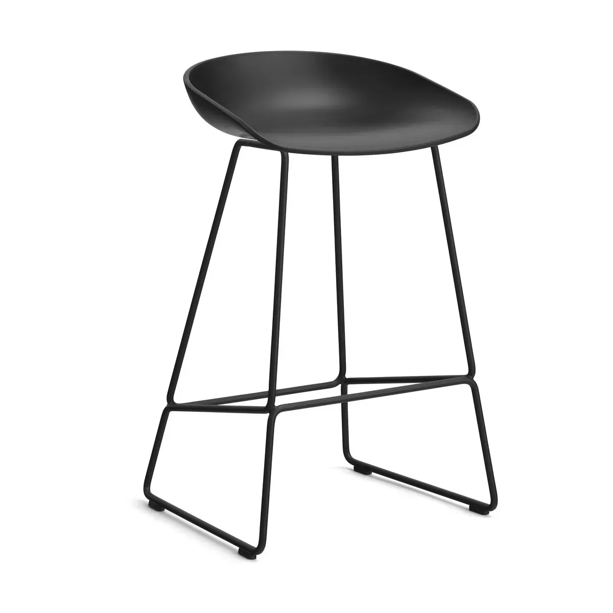 Tabouret de bar en plastique recyclé noir et pieds en acier noir 65 cm AAS 38 2.0 - H