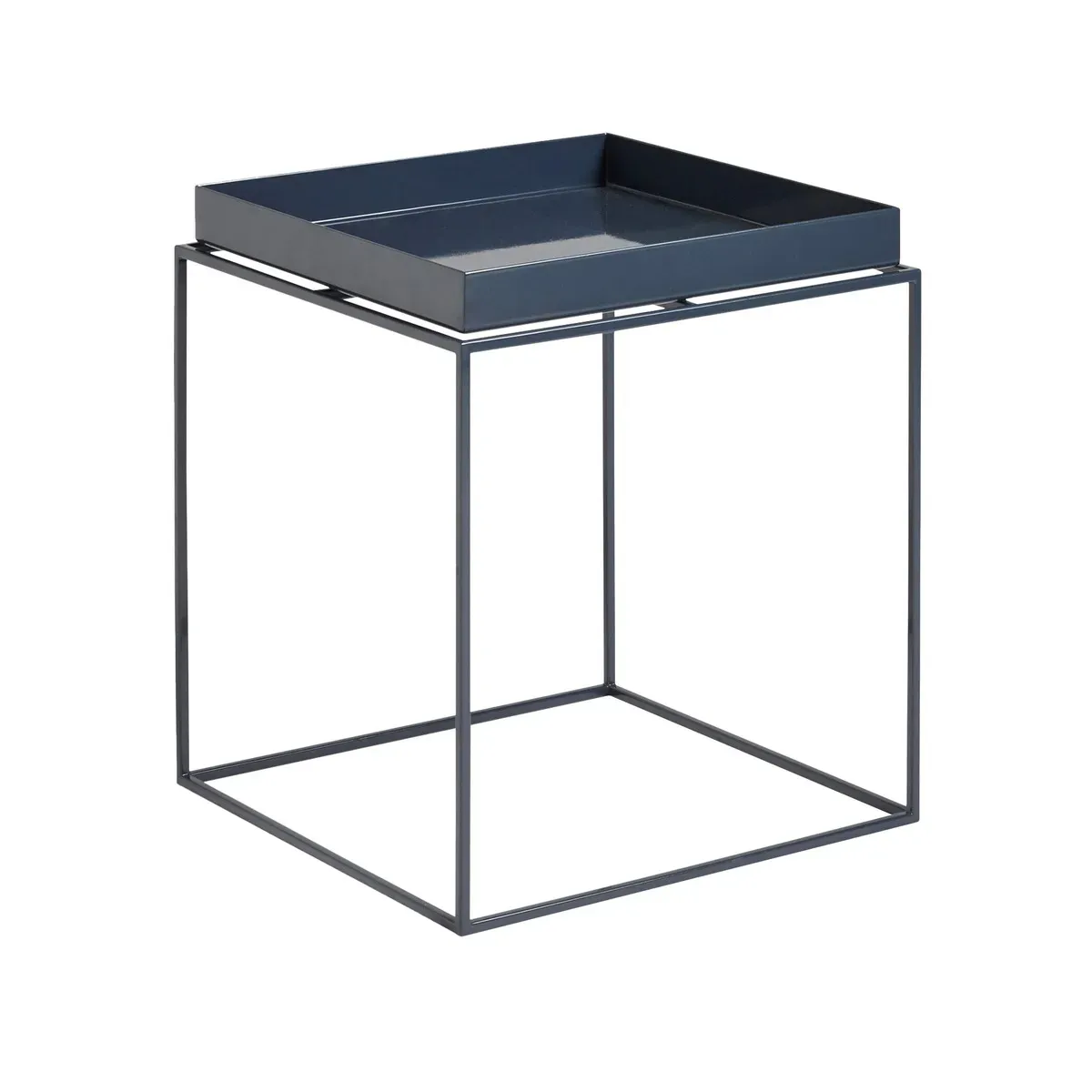 Table basse carrée en métal bleu profond 40 x 40 x 44 cm Tray - HAY