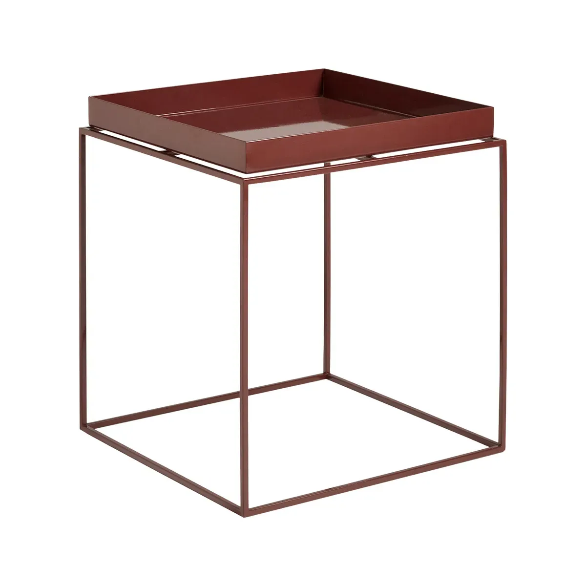 Table basse carrée en métal chocolat 40 x 40 x 44 cm Tray - HAY