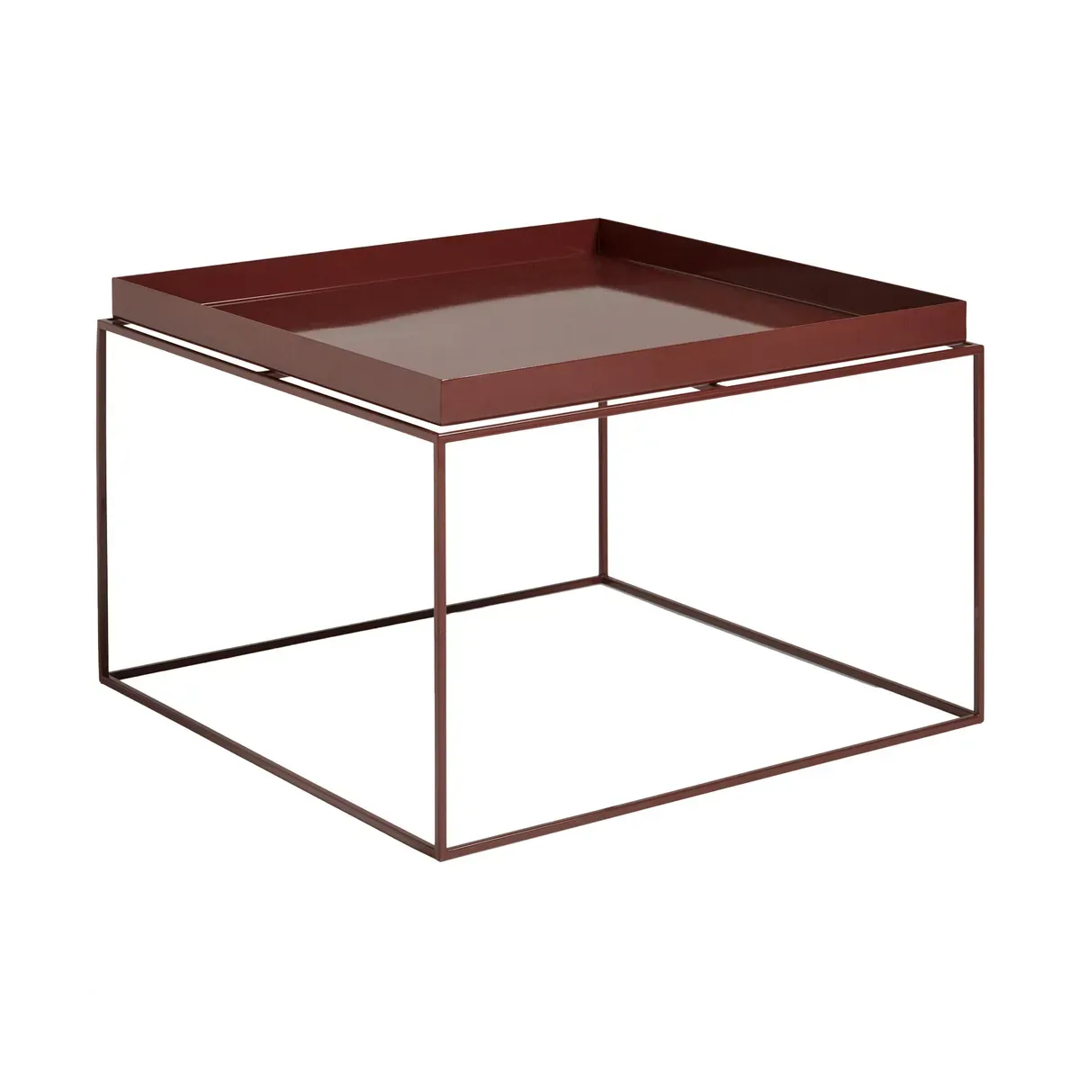 Table basse carrée en métal chocolat 60x60x39cm Tray - HAY