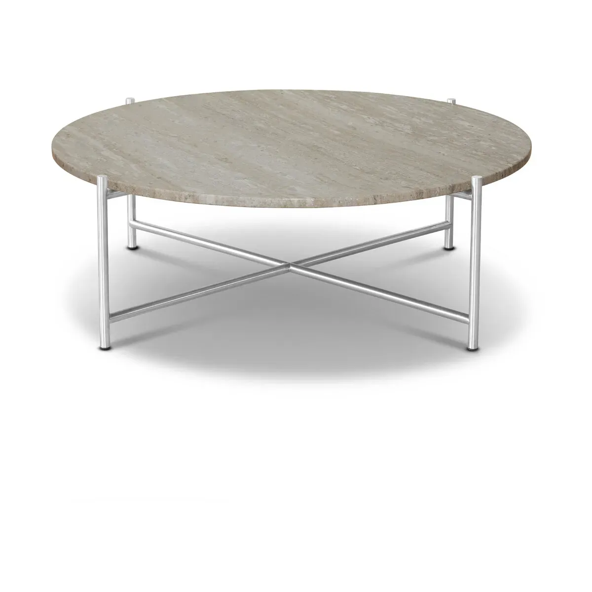 Table basse ronde en marbre beige et acier inoxydable 90 cm - HANDVÄRK