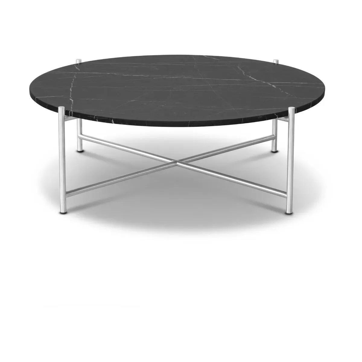 Table basse ronde en marbre noir et acier inoxydable 90 cm - HANDVÄRK