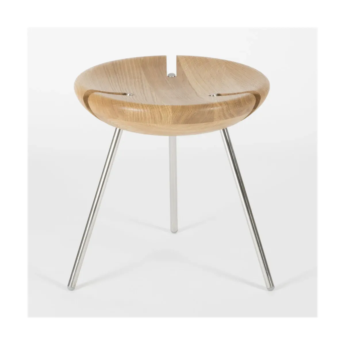 Tabouret en chêne massif et acier inoxydable 45 cm Tribo - Objekto