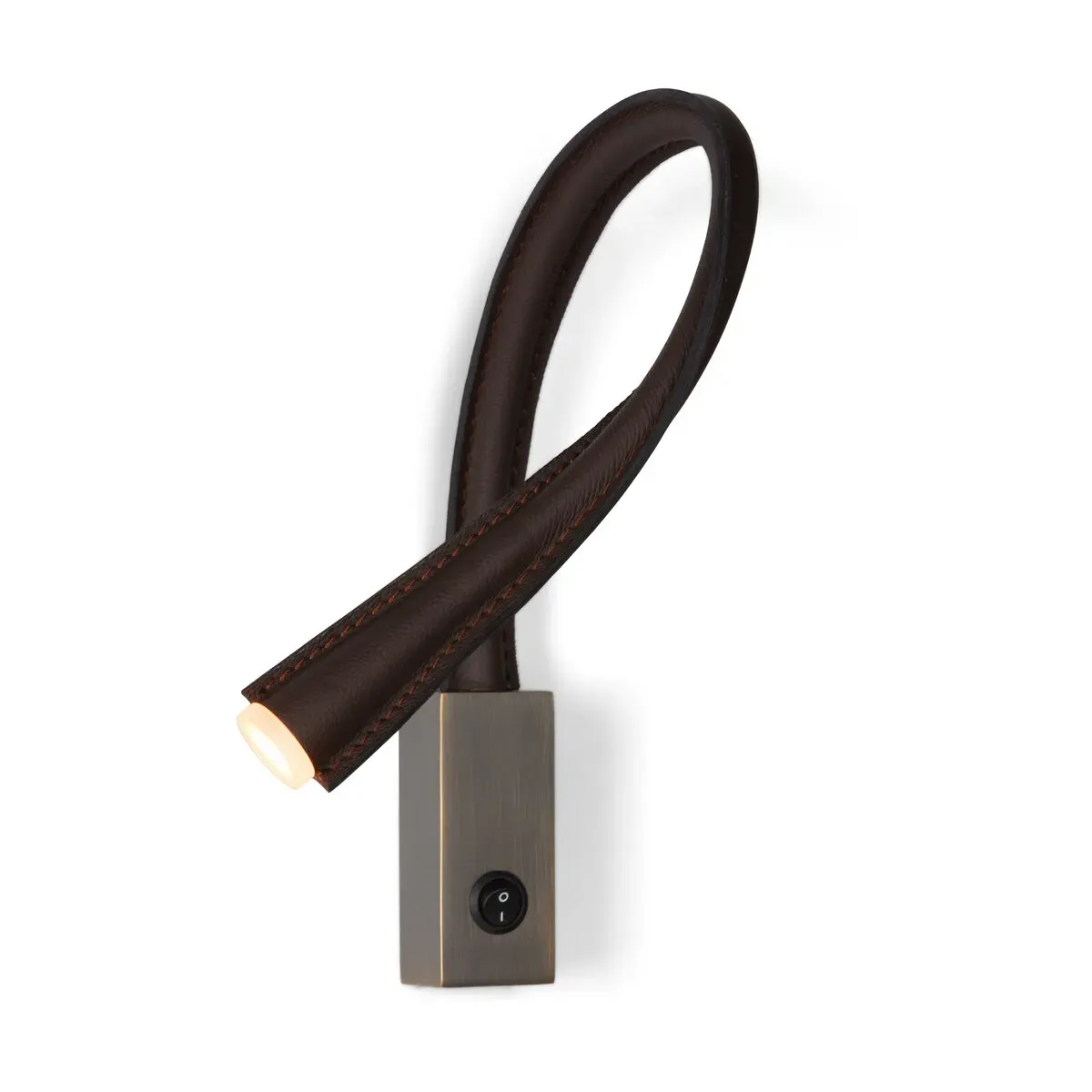 Liseuse en cuir marron foncé et bronze avec interrupteur 60 cm Flexiled - Contardi