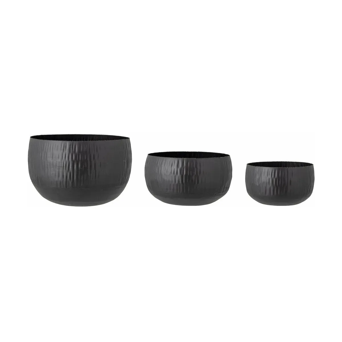 3 pots de fleurs en métal noir Abisha - Bloomingville
