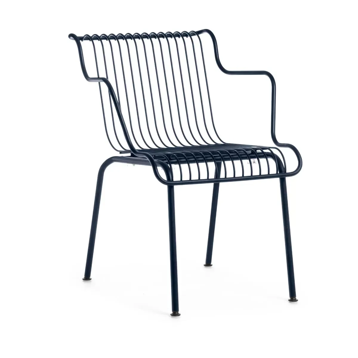 Chaise d'extérieur à accoudoirs en acier bleu nuit South - Magis