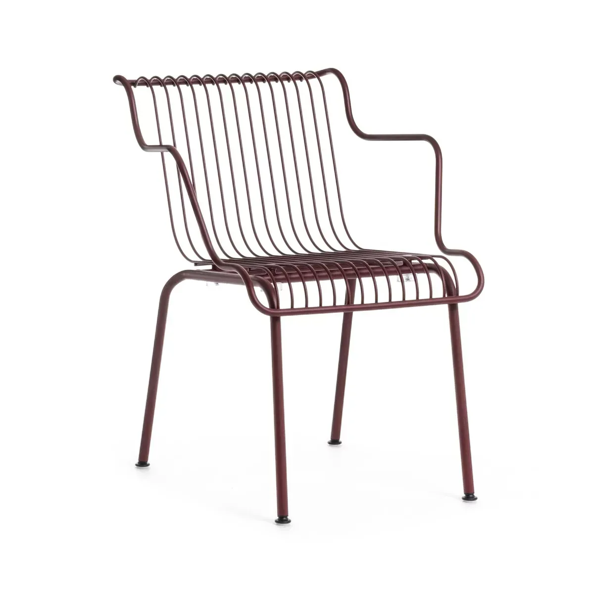 Chaise d'extérieur à accoudoirs en acier bordeaux South - Magis