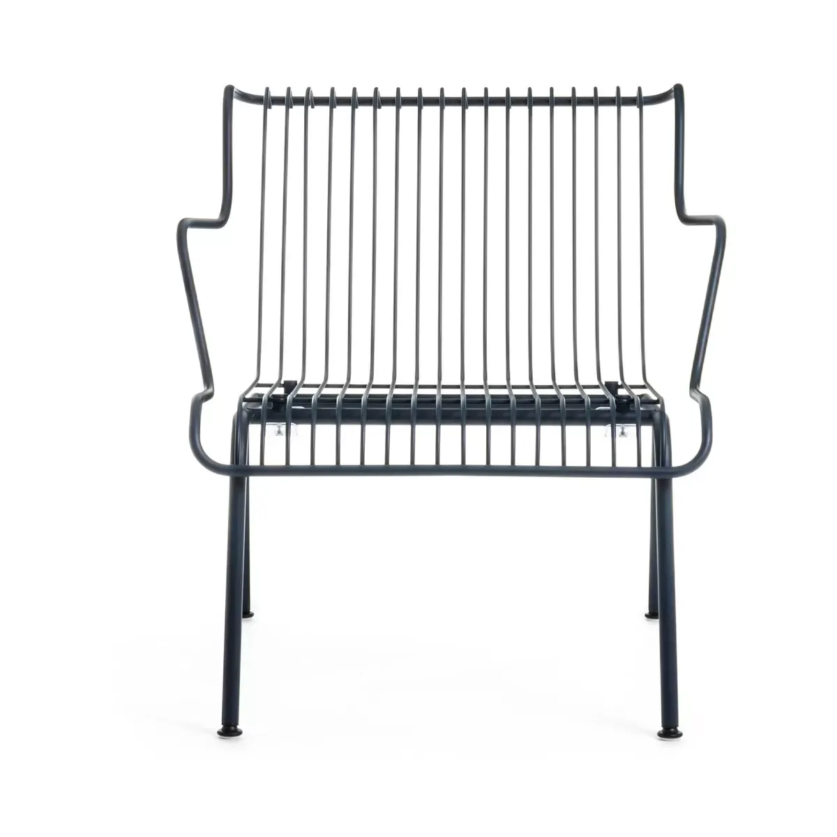 Fauteuil d'extérieur à accoudoirs en acier bleu nuit South - Magis