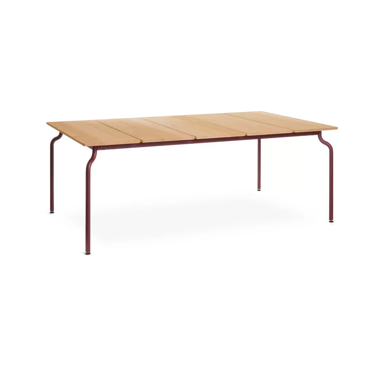 Table à manger d'extérieur en teck et acier bordeaux 200x120cm South - Magis