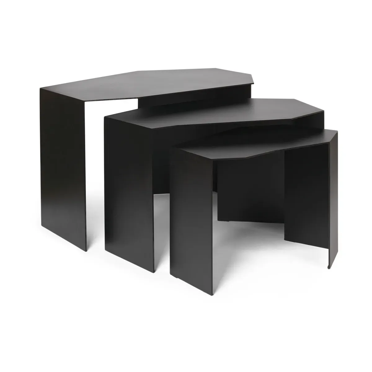 3 tables gigognes en acier noir Shard - Ferm living