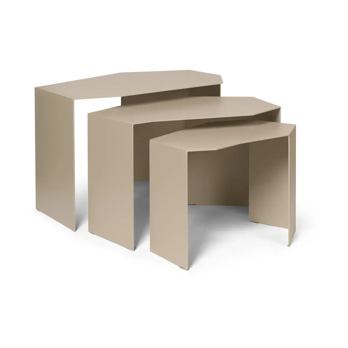 3 tables gigognes en acier cachemire Shard - Ferm living