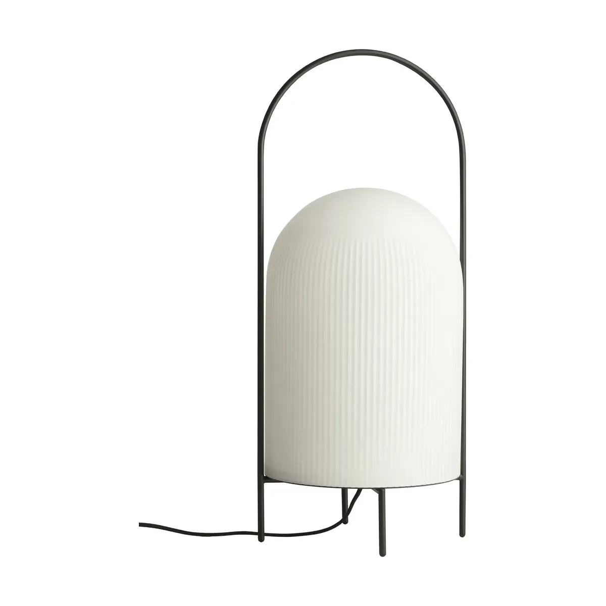 Lampe de sol en verre opale et métal peint noir 25x60cm Ghost - Woud