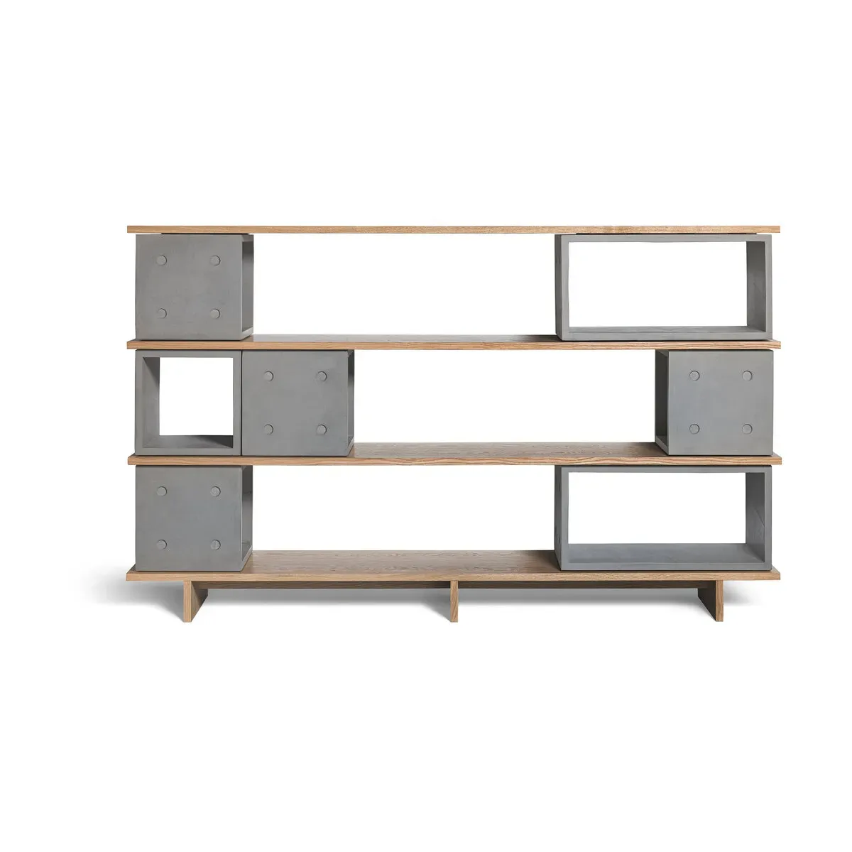 Bibliothèque en béton et placage chêne Dice configuration 24 - Lyon Béton