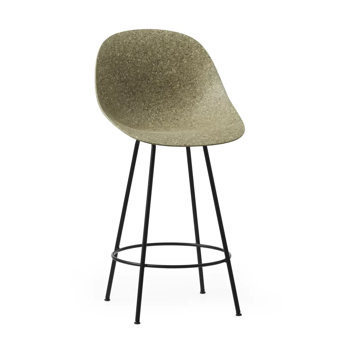 Chaise de bar recyclable en herbes marines et acier noir 65cm Mat - Normann Copenhage