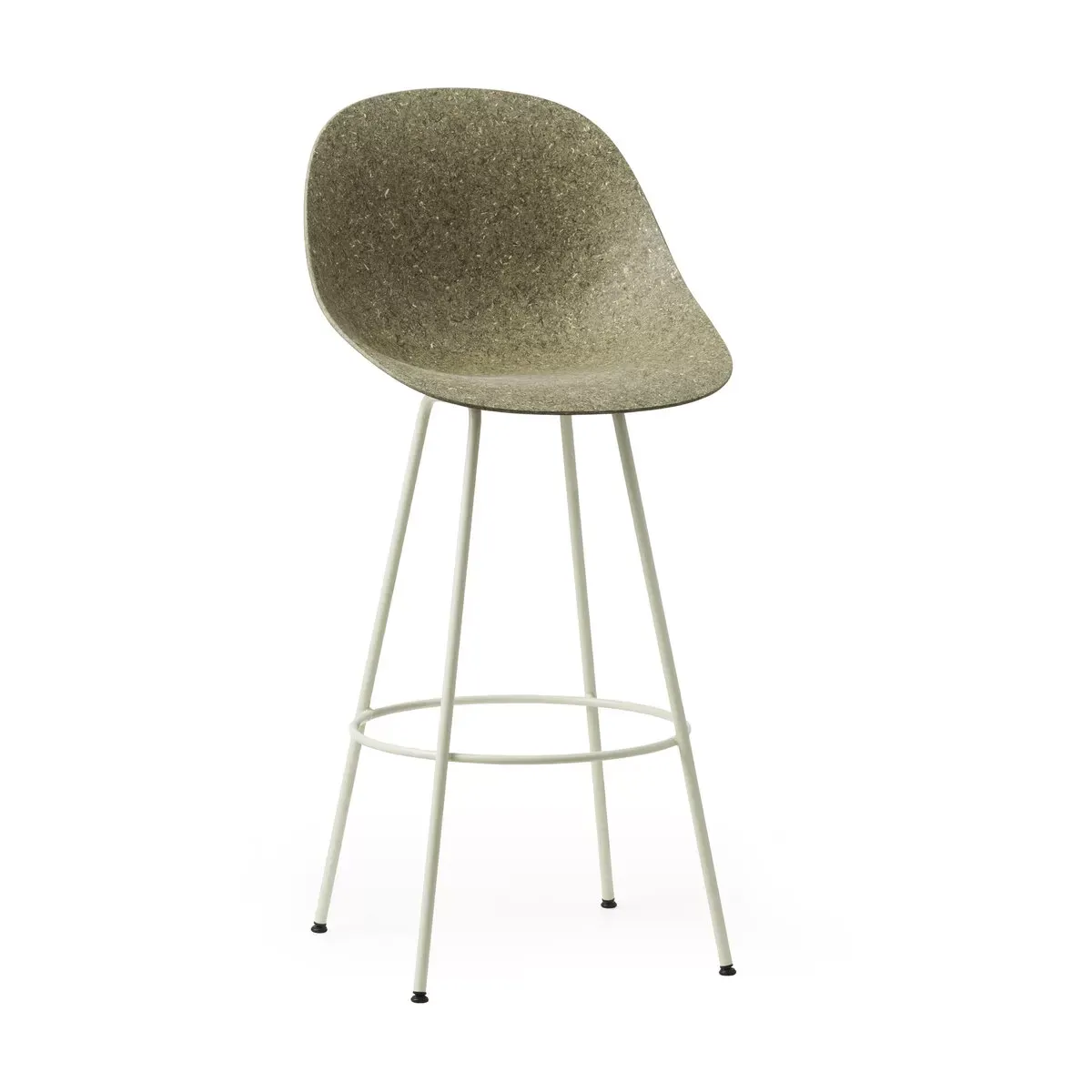 Chaise de bar recyclable en herbes marines et acier crème 75cm Mat - Normann Copenhag