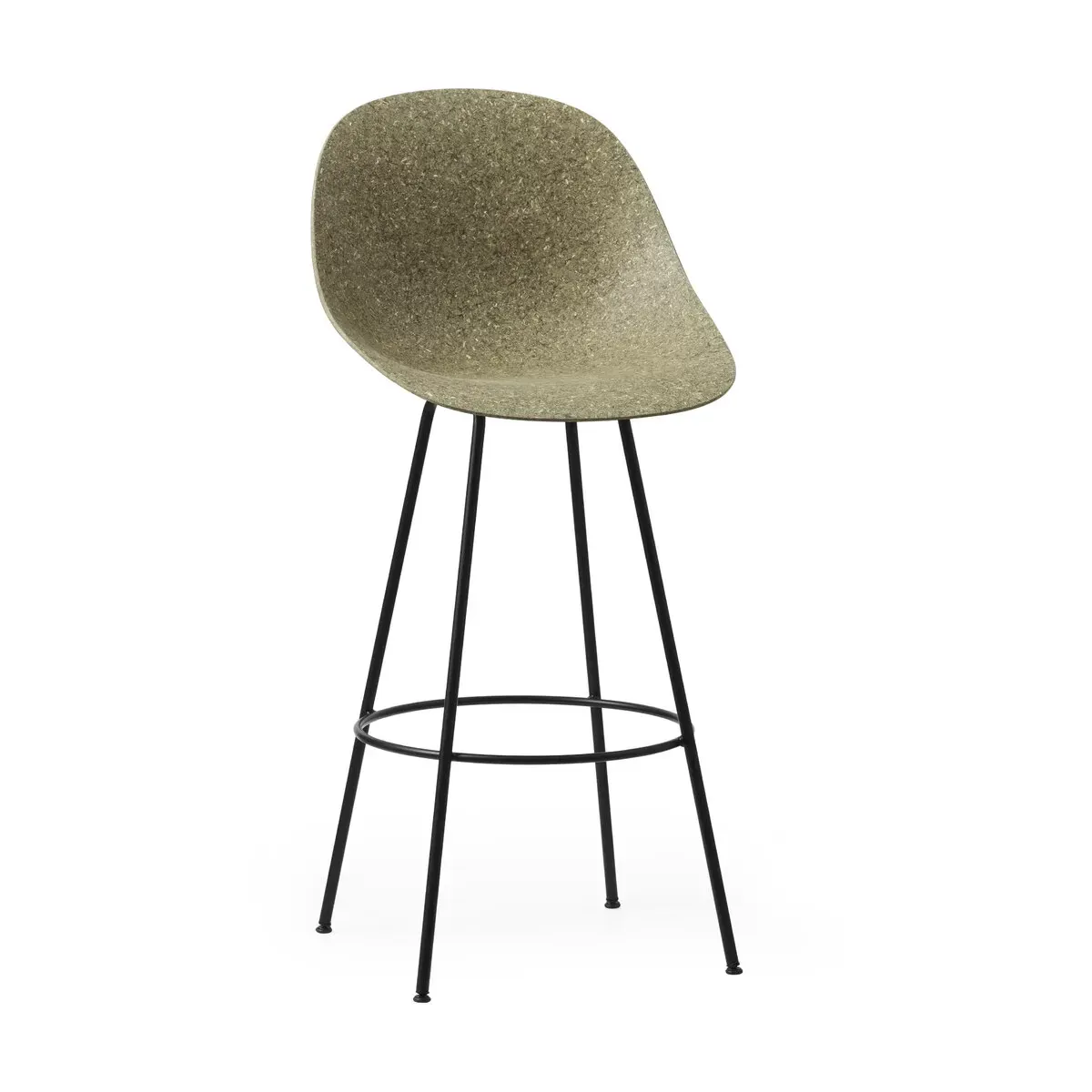 Chaise de bar recyclable en herbes marines et acier noir 75cm Mat - Normann Copenhage