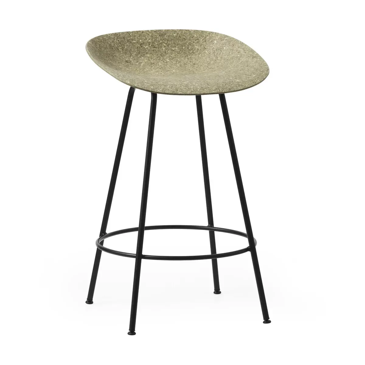 Tabouret de bar recyclable en herbes marines et acier noir 65cm Mat - Normann Copenha