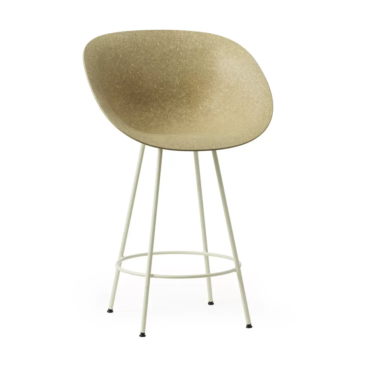 Chaise de bar avec accoudoirs recyclable en chanvre et acier crème 65cm Mat - Normann