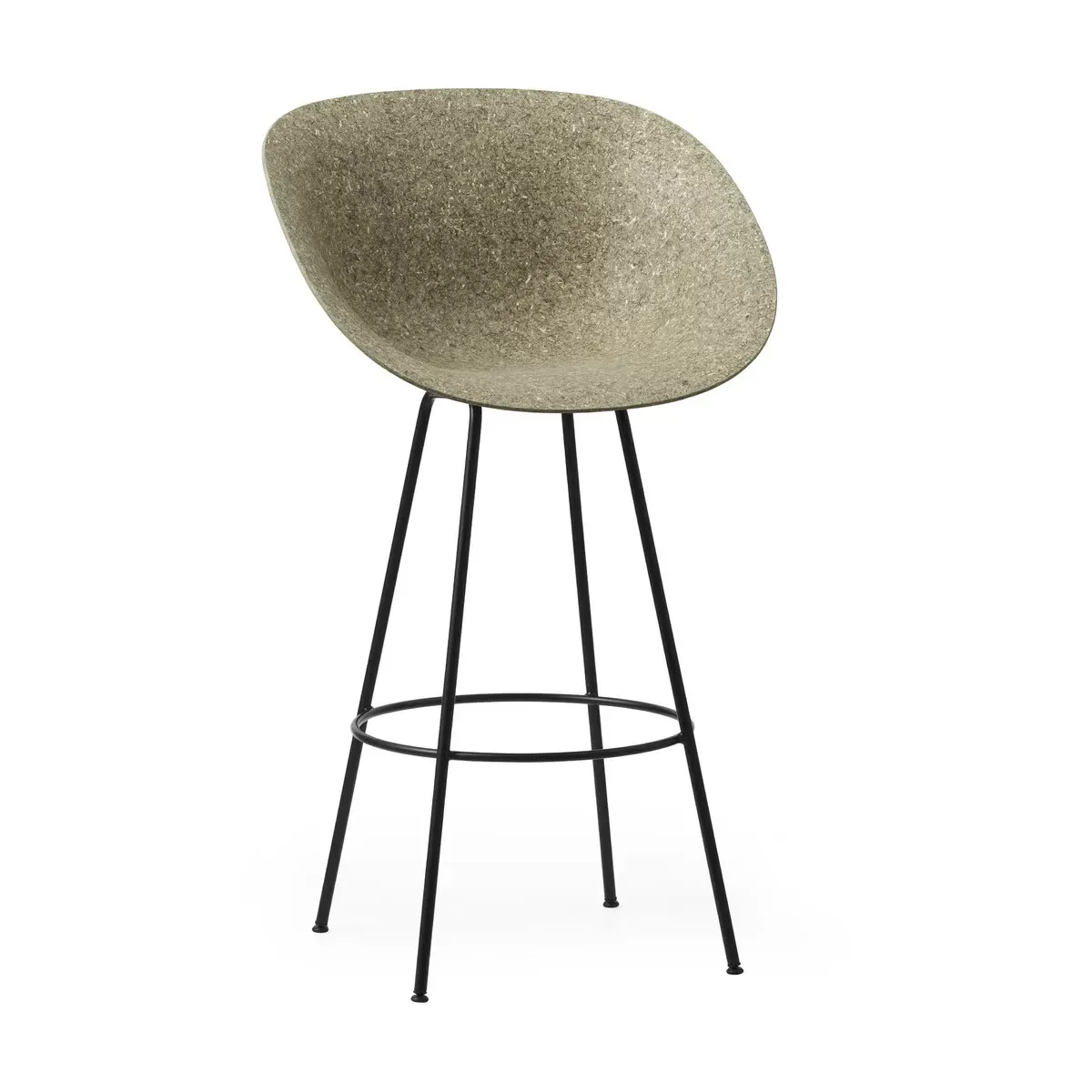 Chaise de bar avec accoudoirs recyclable en herbes marines et acier noir 65cm Mat - N