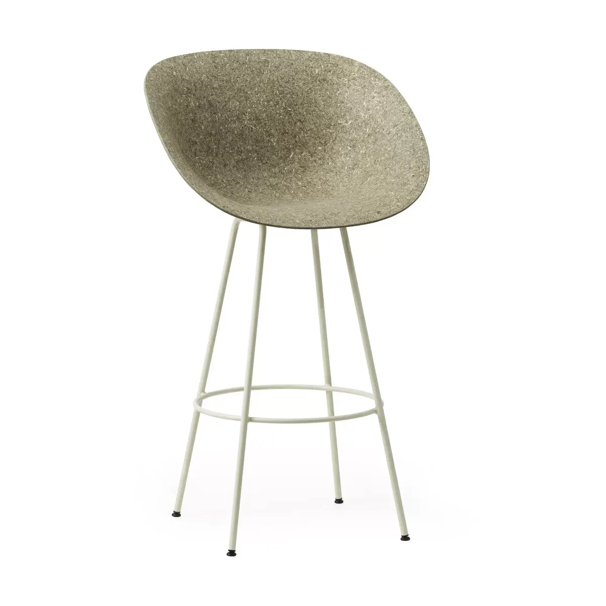 Chaise de bar avec accoudoirs recyclable en herbes marines et acier crème 65cm Mat -