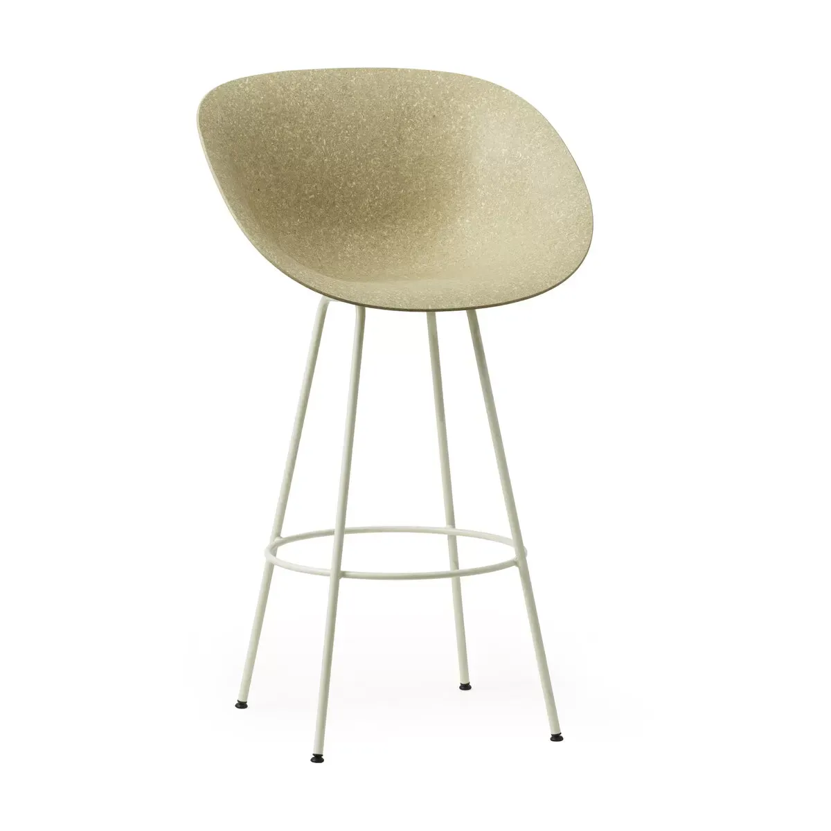 Chaise de bar avec accoudoirs recyclable en chanvre et acier crème 75cm Mat - Normann