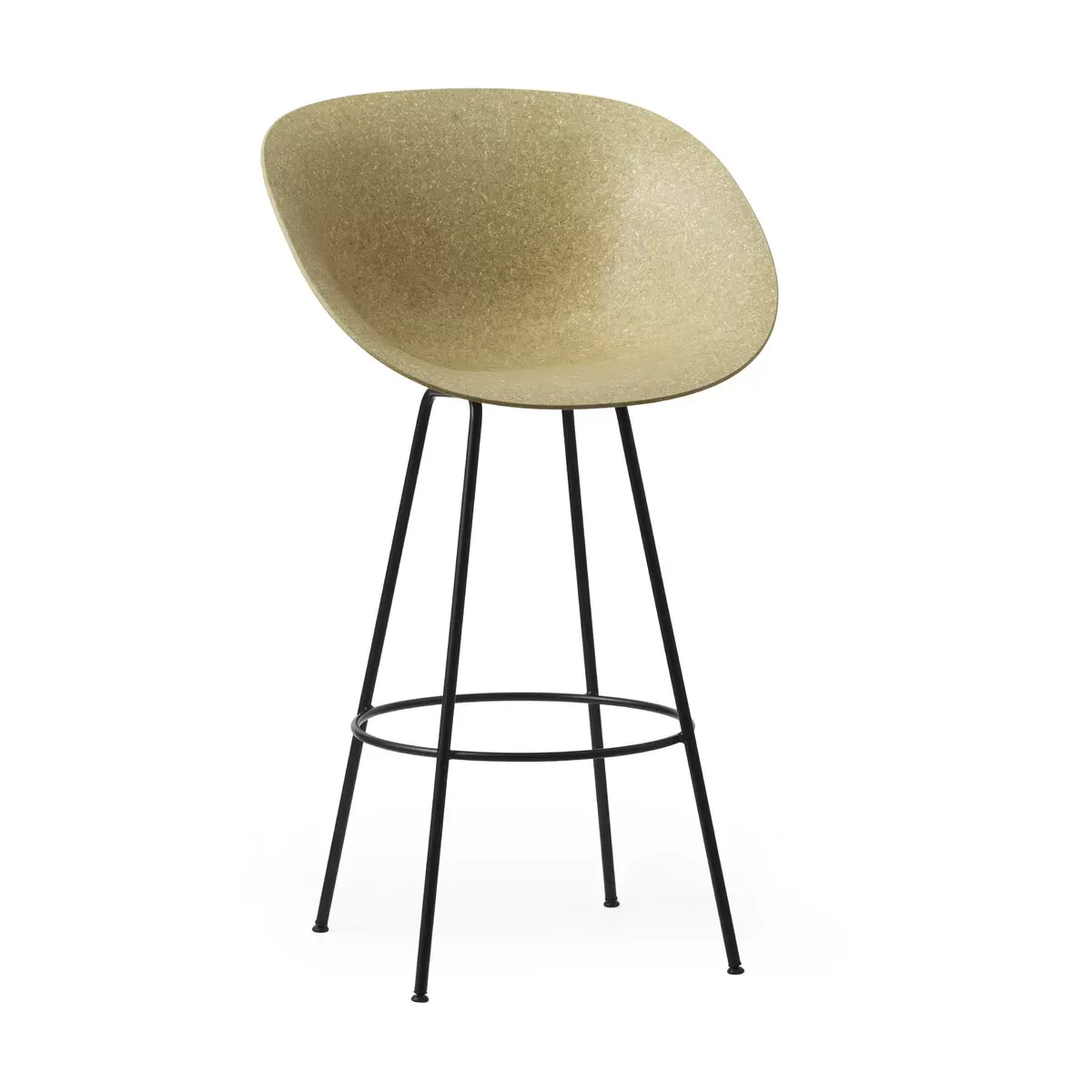 Chaise de bar avec accoudoirs recyclable en chanvre et acier noir 75cm Mat - Normann