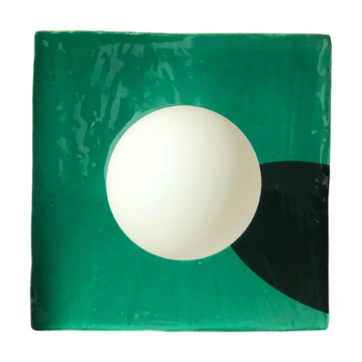 Applique murale carré en aluminium et carreaux de céramique vert 20cm Globe Tile - Ca