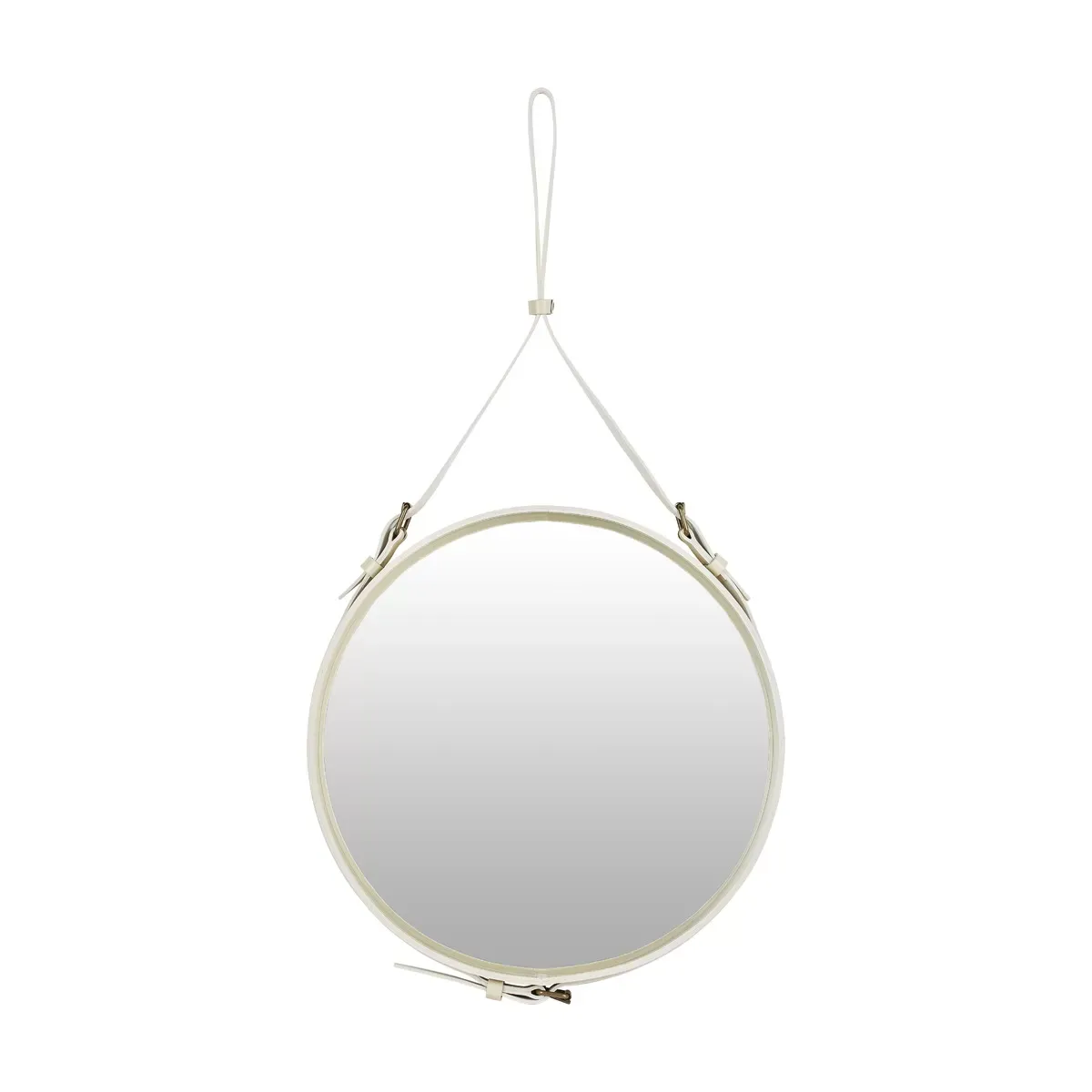 Miroir mural rond en cuir crème 58cm Adnet - Gubi