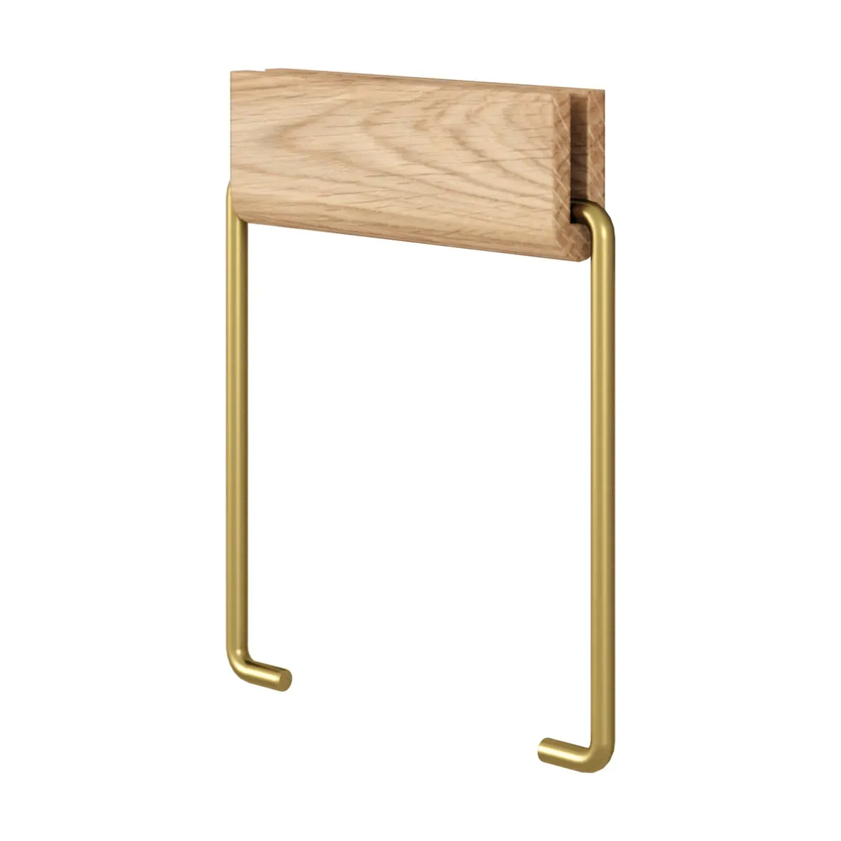 Porte-rouleau de papier toilette en chêne et acier laiton 14x12x1,5cm - Moebe
