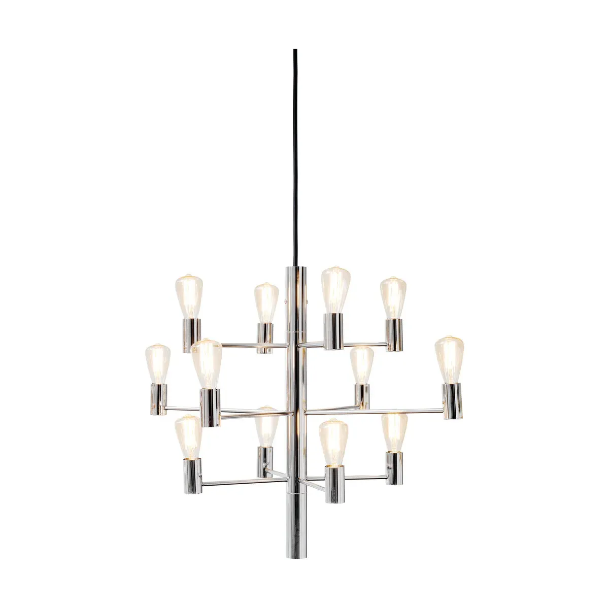 Suspension chandelier 12 ampoules chrome 60cm Manola - Herstal
