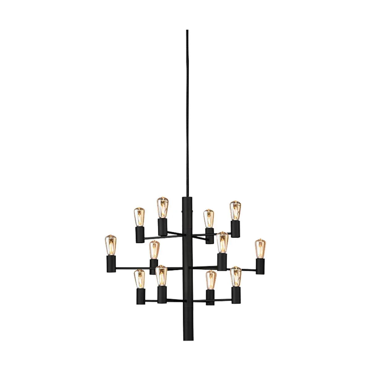 Suspension chandelier 12 ampoules noir 60cm Manola - Herstal
