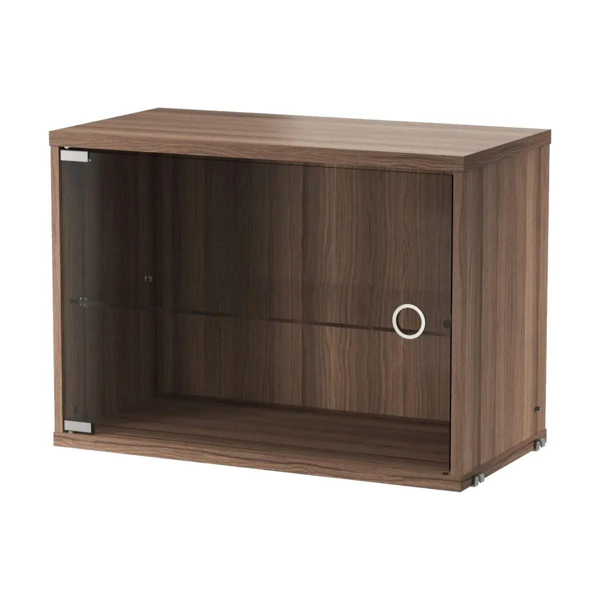 Caisson en noyer et porte vitrée 58x42x30cm String System - String furniture