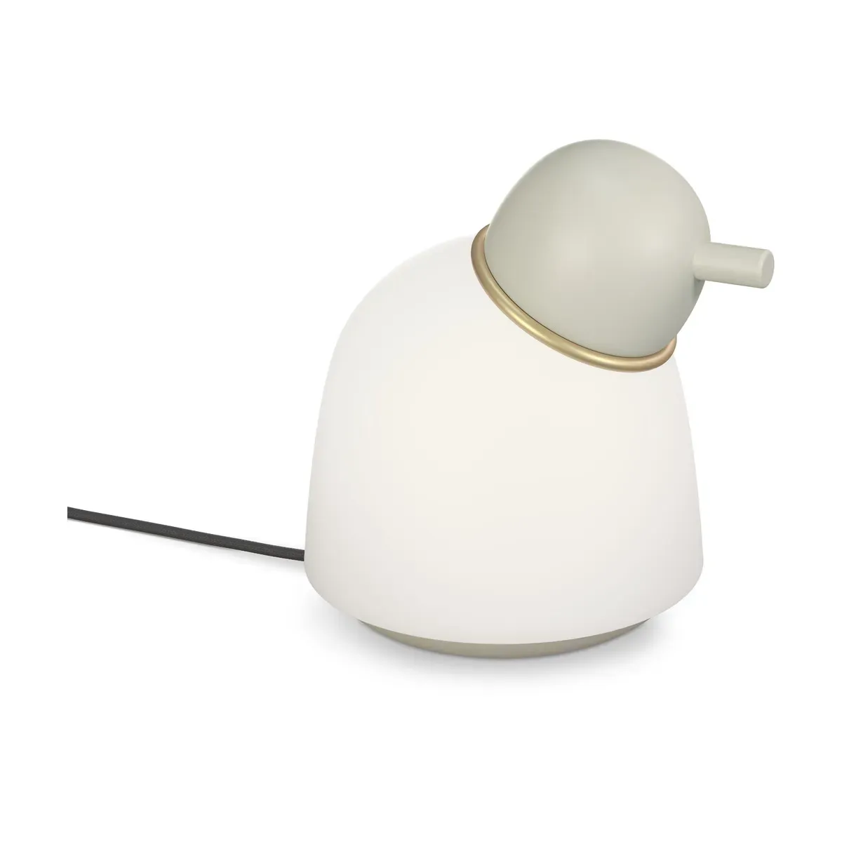 Lampe de table en verre opale et métal sable et laiton 21,5cm Bird - Belid