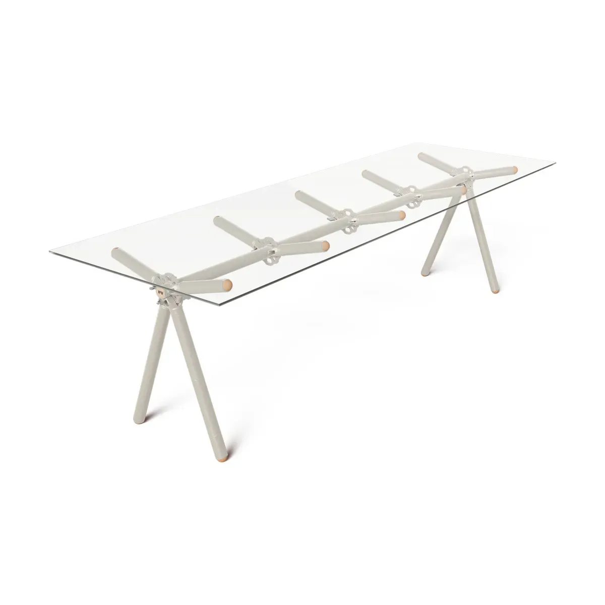 Table à manger en verre et structure en échafaudage perle 250cm Clavex - Maximum