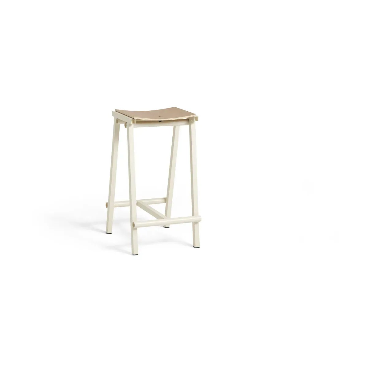 Tabouret de bar en bois de chêne et acier ivoire 65cm Tabourete 8 - Hay