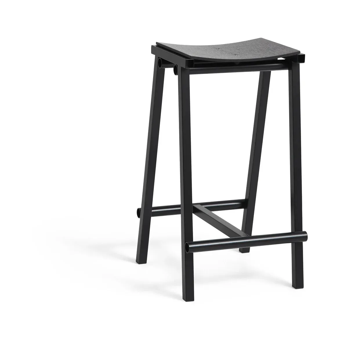 Tabouret de bar en bois de chêne noir et acier noir 65cm Tabourete 8 - Hay
