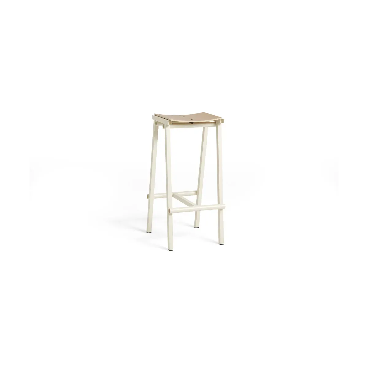 Tabouret de bar en bois de chêne et acier ivoire 75cm Tabourete 8 - Hay