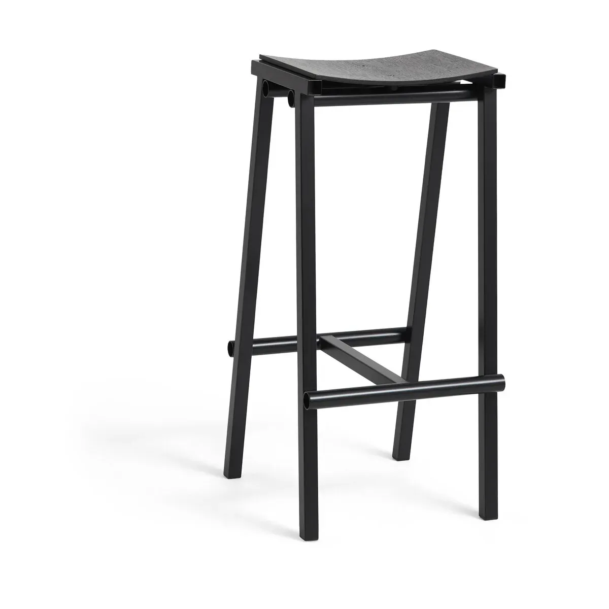 Tabouret de bar en bois de chêne noir et acier noir 75cm Tabourete 8 - Hay