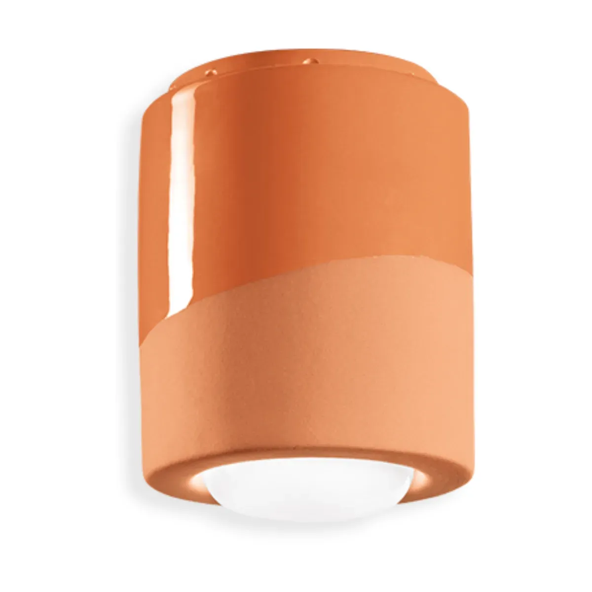 Plafonnier en céramique orange pêche 12,5x14cm PI - Ferroluce